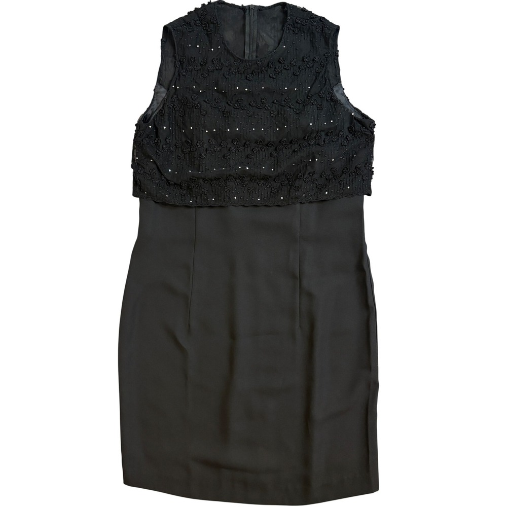 J.R. Nites by Caliendo Vintage Black Sequin Cocktail Dress Sleeveless Sz 14